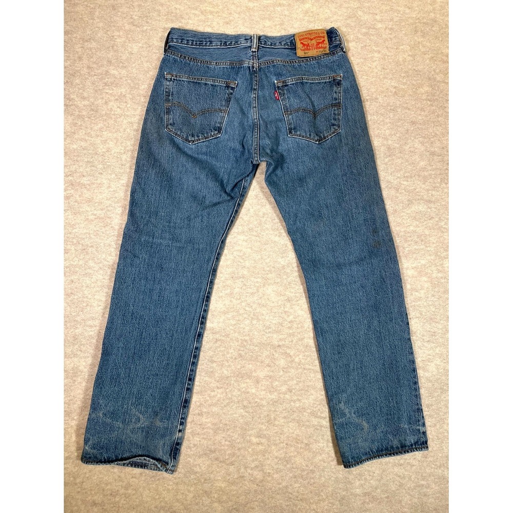 Levi's 501 Authentic Original Fit Jeans Mens 32x30 Blue Denim Cotton Button‎ Fly - Picture 8 of 16
